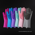 Guantes de silicona limpiando guantes para lavavajillas de cocina